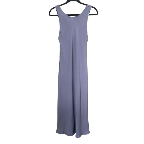 Silk95five Washable Silk V Neck Gray Sleeveless Midi Sheath Dress Small NWT - Picture 3 of 5